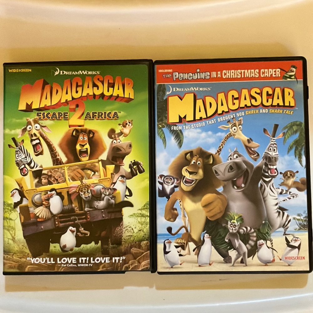 A set of 2 Madagascar DVDs from Dreamworks